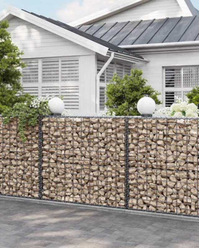 Songmics Gabion Stone Wire Dia 4mm Mesh Size 10 X 5Cm Galvanized 100 X 90 X 30Cm Ggb193