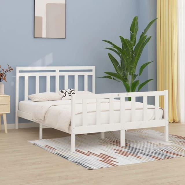 JINLEFU Bed Frame without Mattress White Solid Wood Pine 160x200cm vidaXL JRVDZX-3107039_DE