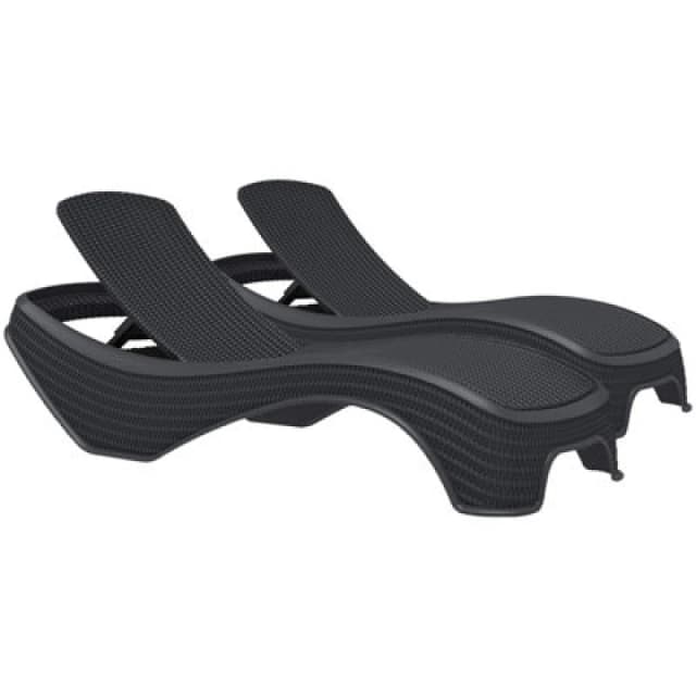 CENTURION SUPPORTS Centurion Supports MALDIVES Black Outdoor High-End PU Rattan Adjustable Sun Lounger Pair Maldives Black Pair