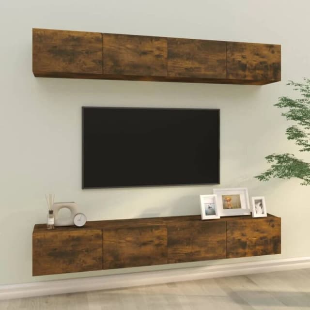 Vidaxl Wall TV Cabinets 4 Pcs Smoked Oak 100X30X30 Cm, Brown 3114195