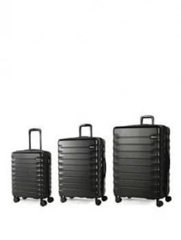 Rock Luggage Synergy 8 Wheel 3 Piece Set Black Suitcase