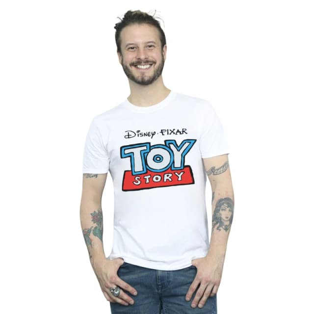 Disney Men Toy Story Cartoon Logo T-Shirt in White Size: Small White S Male 5059308916921