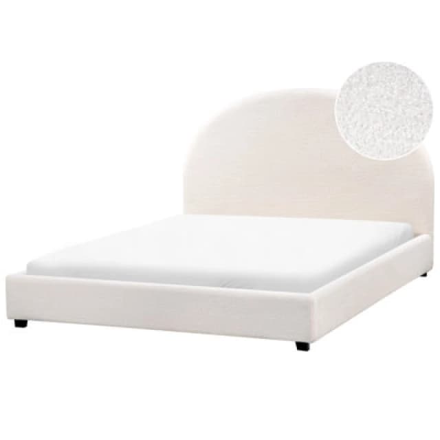 Beliani Bed Boucle Vaucluse 140 X 200 Cm (Eu Double) Off-White
