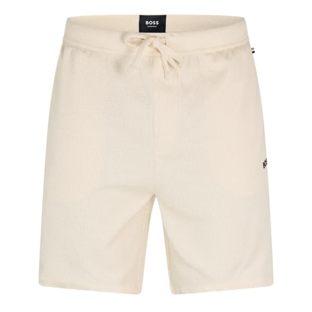 Boss Mens Embroidered Waffle Pyjama Shorts Open White male Large