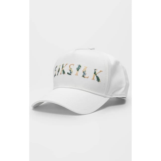 SikSilk Floral Embroidery Trucker Cap - White White One Size