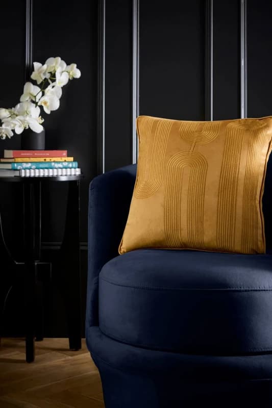 Laurence Llewelyn-Bowen Diva Embroidered 43cm x 43cm Filled Cushion Ochre