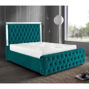Elegance Mirrored Bed Super King Plush Velvet Green