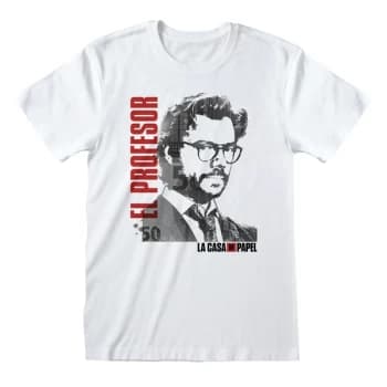 La Casa De Papel - El Profesor Unisex Large T-Shirt - White