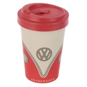 Volkswagen VW T1 Camper Bus Red Screw Top Bamboo Composite Travel Mug