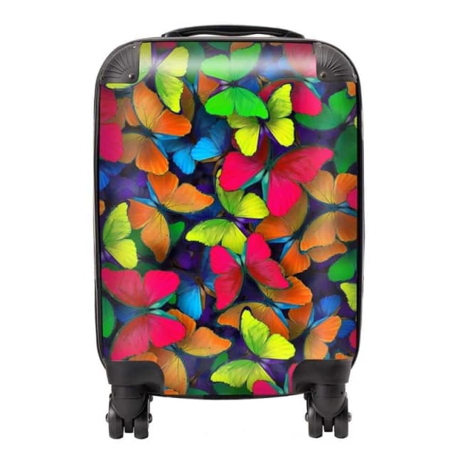 Warren Reed - Designer Rainbow Butterflies Suitcase in Red Size: Large Red Unisex Large