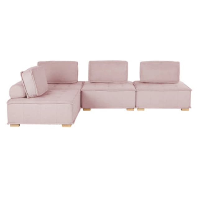 Beliani Modular Corner Sofa 4 Seater Tibro Fabric Pink Right Hand