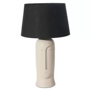 Maya Textured Ceramic Abstract Face Table Lamp Cream