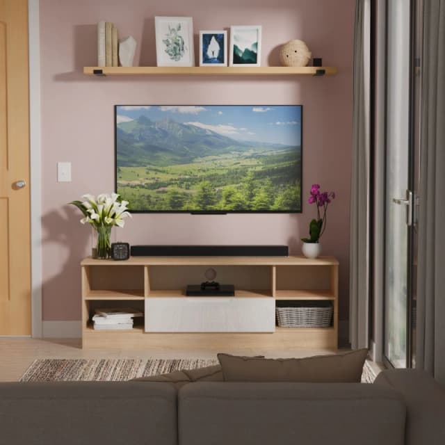 Welcome Furniture Ltd Milan Wide 1 Drawer TV & Media Unit in White Gloss & Bardolino Oak - Ready Assembled, White MIL212WGBO