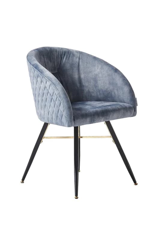 Life Interiors Life Interiors Single Vittorio Velvet Dining Chair with Black Metal Legs, Quilted Design Modern Accent Chair in Grey Grey One Size Unis