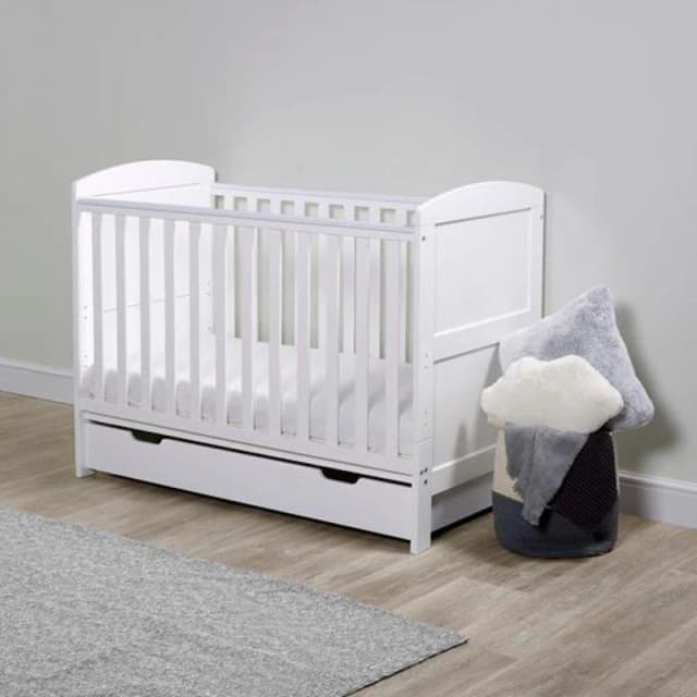 Ickle Bubba Coleby Mini Cot Bed, Under Drawer & Mattress White unisex one
