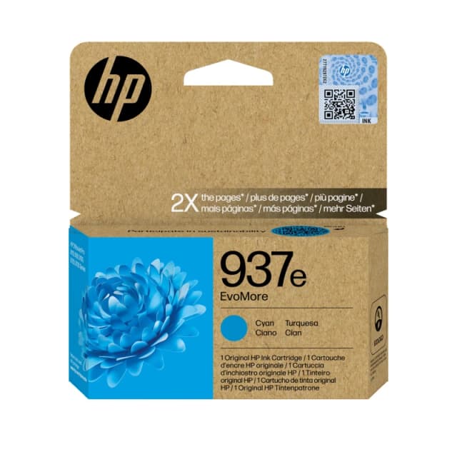 HP 937e EvoMore Cyan High Capacity Ink Cartridge - 4S6W6NE (Original)