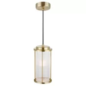 Linton Outdoor Pendant Ceiling Light Brass IP54 E27