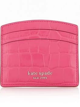 Kate Spade New York Spencer Croc Embossed Leather Card Holder - Pink