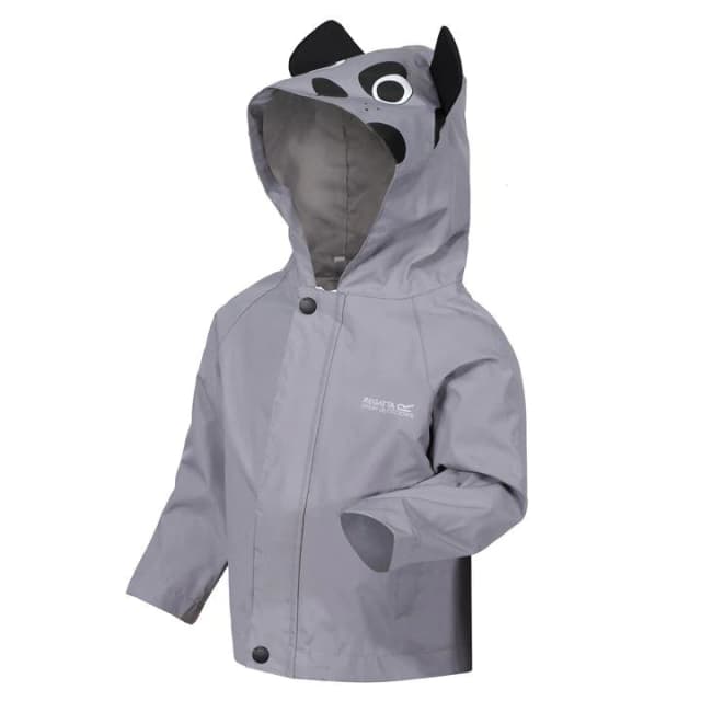 Regatta Grey Kids Animal' Character Waterproof Hooded Jacket - 6-12 months