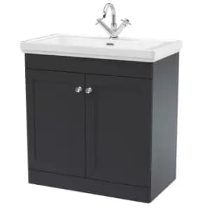 Nuie Classique 800mm Floor Standing 2-door Unit & Basin 1 Tap Hole - Satin Anthracite