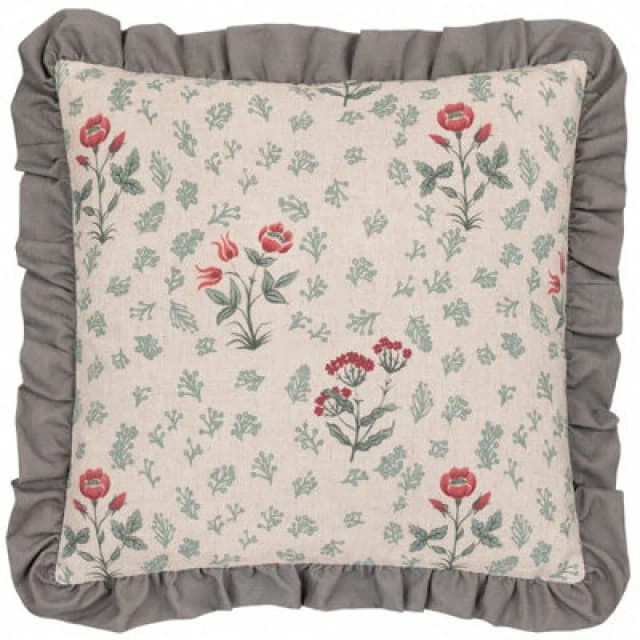 Paoletti Paoletti Linen Renata Floral Printed Ruffle Cushion Size: 50cm x 50cm Multi 50cm x 50cm Unisex 5025532822451