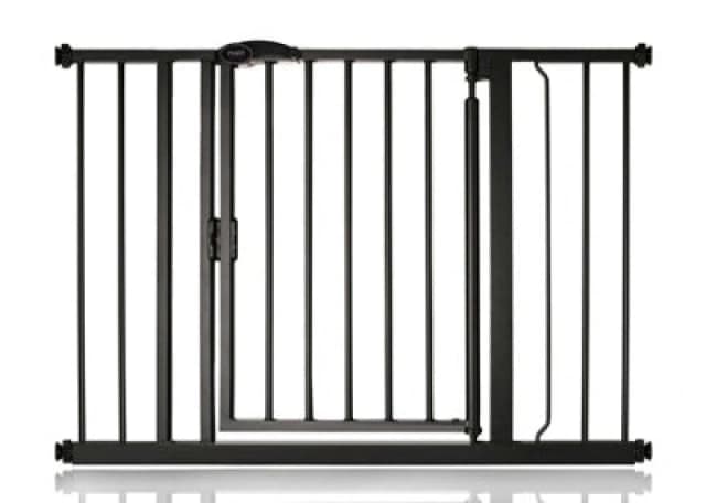Safetots Pressure Fit Self Closing Stair Gate, 103.8Cm - 110.8Cm, Matt Black, Auto Closing Baby Gate, Safety Barrier