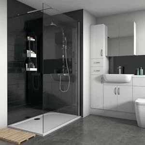 Splashwall Gloss Brushed Black Tile effect 3 sided Shower Panel kit (L)1200mm (W)2420mm (T)3mm