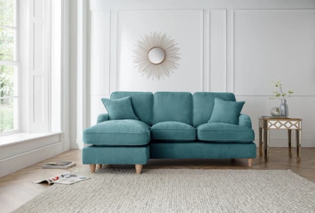 The Great Sofa Company Orla Left Hand Chaise Sofa Manhattan Navy in Emerald Emerald Unisex