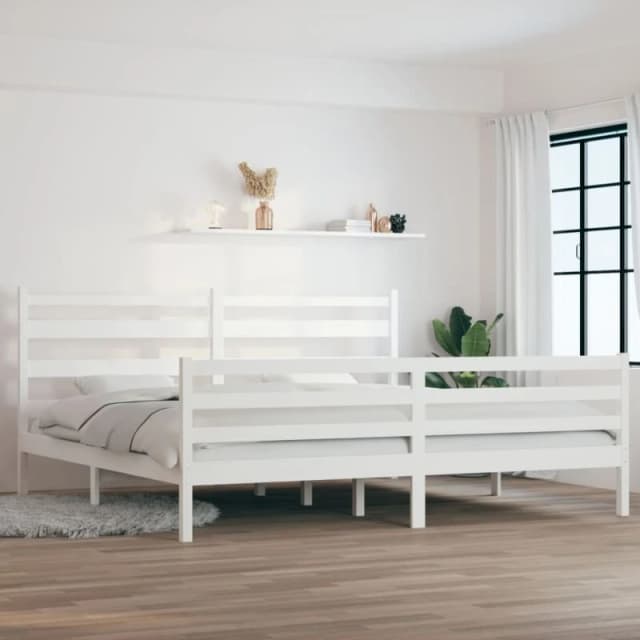 VIDAXL Bed Frame without Mattress Solid Wood Pine 200x200cm White Vidaxl 8720287024842
