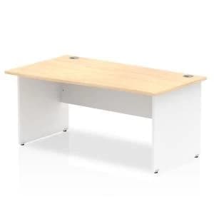 Trexus Desk Wave Left Hand Panel End 1600x800mm Maple Top White Panels