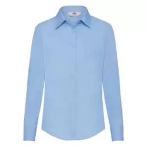 Fruit Of The Loom Ladies Lady-Fit Long Sleeve Poplin Shirt (2XL) (Mid Blue)