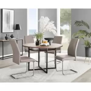 Furniturebox Adley Brown Wood 120cm Storage Dining Table & 4 Cappuccino Lorenzo Silver Leg Faux Leather Chairs