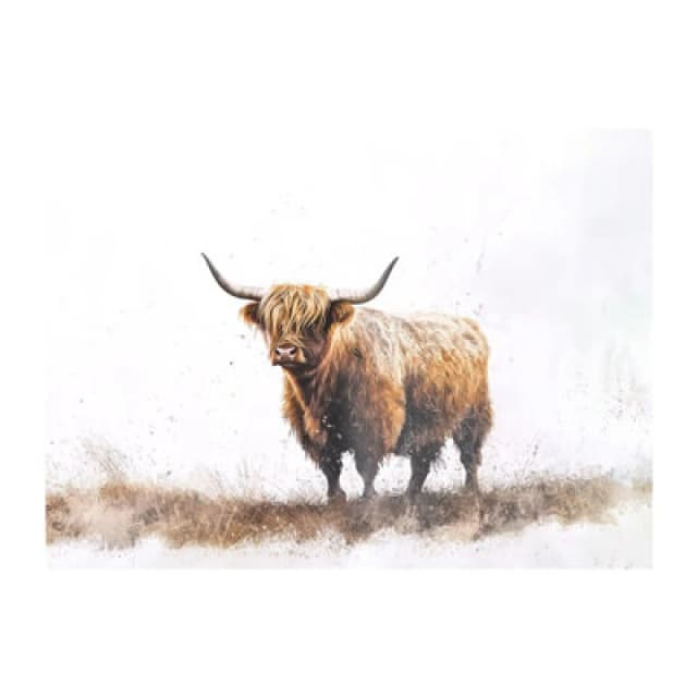 Warren Reed Designer Highland Cow Watercolour Glass Chopping Board