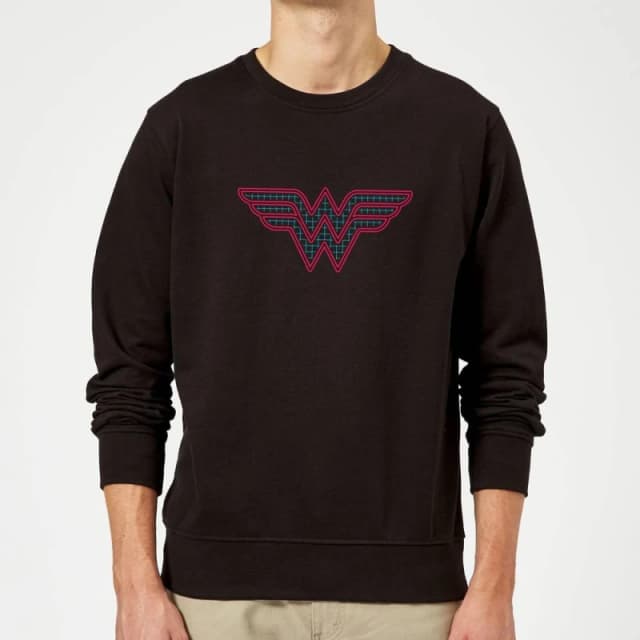 Justice League Wonder Woman Retro Grid Logo Sweatshirt - Black - M