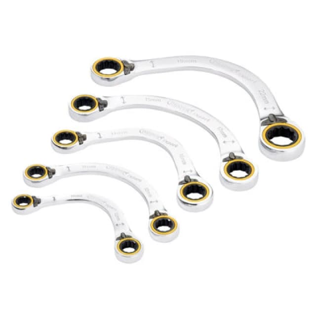 DRAPER EXPERT Draper Expert - Draper 5PC half moon ratchet span set 03941 hi-torq Double Ring Ratchet Half Moon Spanner Set (5 Piece) 03941