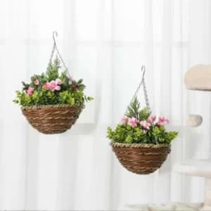 Artificial Lisianthus Flower Hanging Baskets Set of 2, none