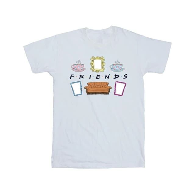 Friends Friends Men Couch Lounging Cotton T-Shirt in White Size: Small White S Male 5063376920834