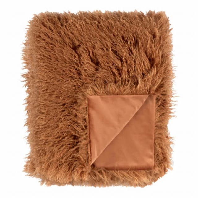 Furn Furn Rowan Faux Fur Throw in Orange Size: 130cm x 170cm Orange 130cm x 170cm Unisex 5025532356307