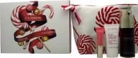 Clarins Skincare Gift Set 50ml Double Serum + 15ml Beauty Flash Balm + 5ml Lip Perfector - 01 Rose Shimmer + Pouch