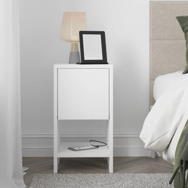 DECORTIE Decortie - Ema Modern Bedside Table White 30cm Width Bedroom Furniture - White M.KO.14163.2