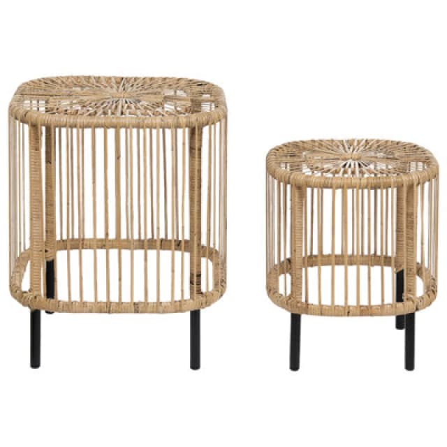 Beliani Set Of 2 Coffee Tables Cesenatico Rattan Natural
