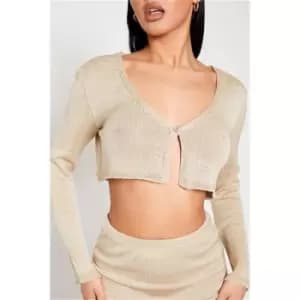 I Saw It First Crop Fine Knit Button Front Cardigan Co-Ord - Brown