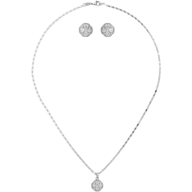 Mason Knight Yager Crystal Round Flowe Necklace Earring Set White female One Size