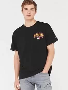 Tommy Jeans Relaxed Vintage Flame T-Shirt - Black, Size 2XL, Men