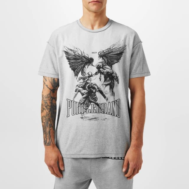 Purple Brand Mens Regular Fit Graphic T-Shirt Heather male Large