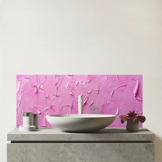 Warren Reed - Designer Bright Pink Textured Effect Glass Bathroom Splashback Pink Unisex
