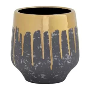 Cryus Ceramic Planter - Grey & Gold - Small