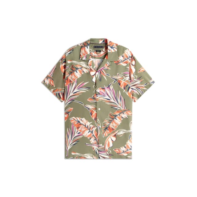 Tommy Hilfiger Mens Floral Short-Sleeve Patterned Shirt BattleGreen 0H7 male M