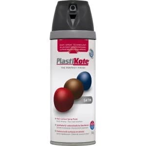 Plastikote Premium Satin Aerosol Spray Paint Black 400ml