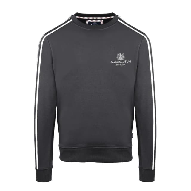 Aquascutum Mens Roundnk Sweat Crew Sweatshirt Crew Sweaters Small Black 52345503350